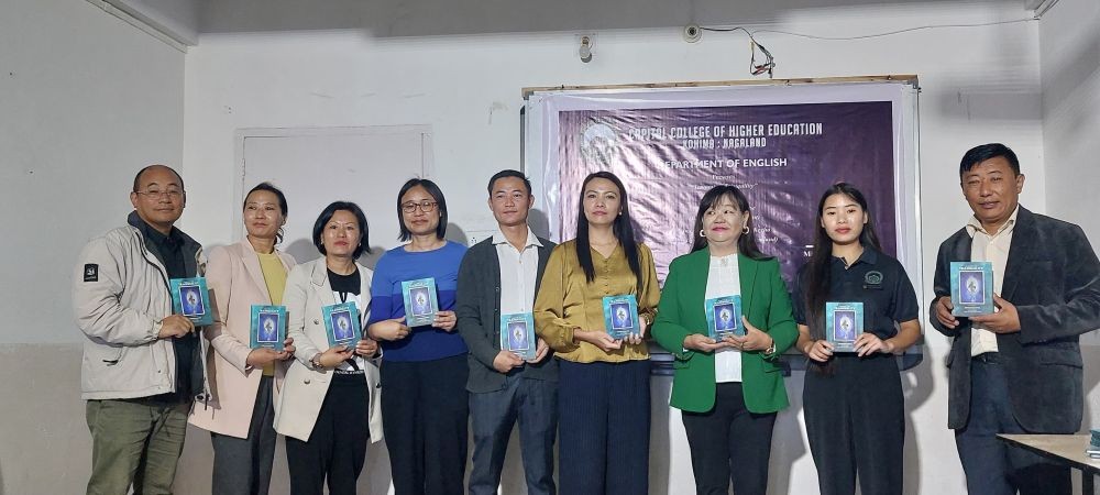 Suohienuo Keyho, Kurhrungolu Keyho, Dr Zokho Venuh and other faculties during the launch of the book in Kohima on November 4.